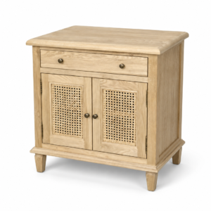 maren white oak cane side table