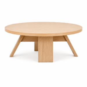 auden round white oak coffee table