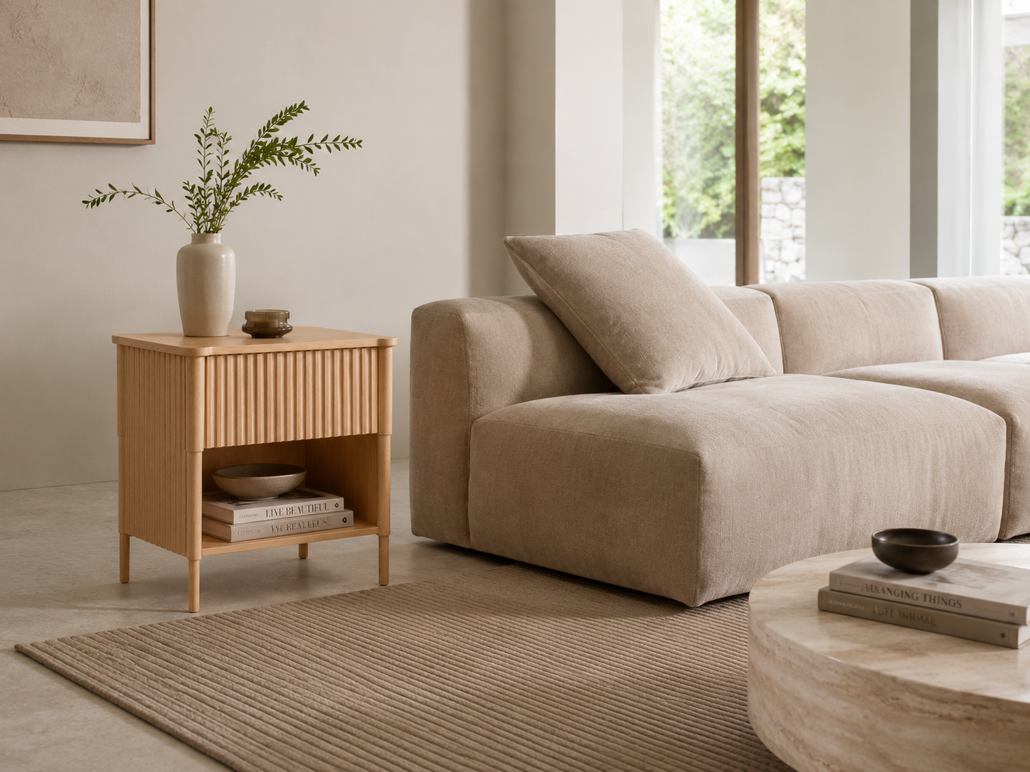 vera white oak fluted side table vera white oak fluted side table
