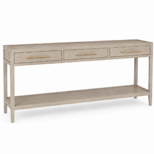 winslow three drawer white oak console table