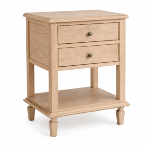 bramley two drawer white oak side table