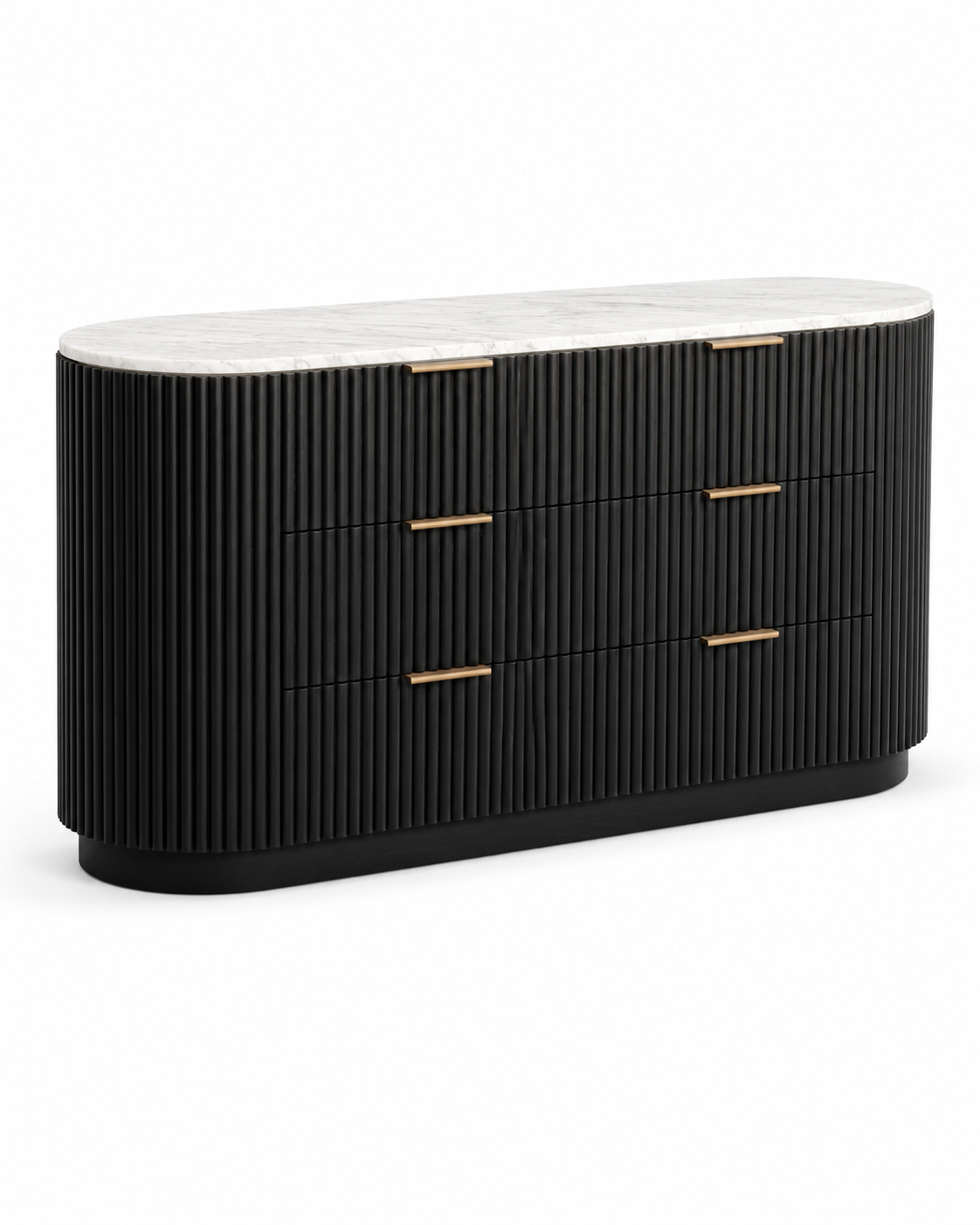 Luna 150cm Fluted White Oak Marble Top Sideboard