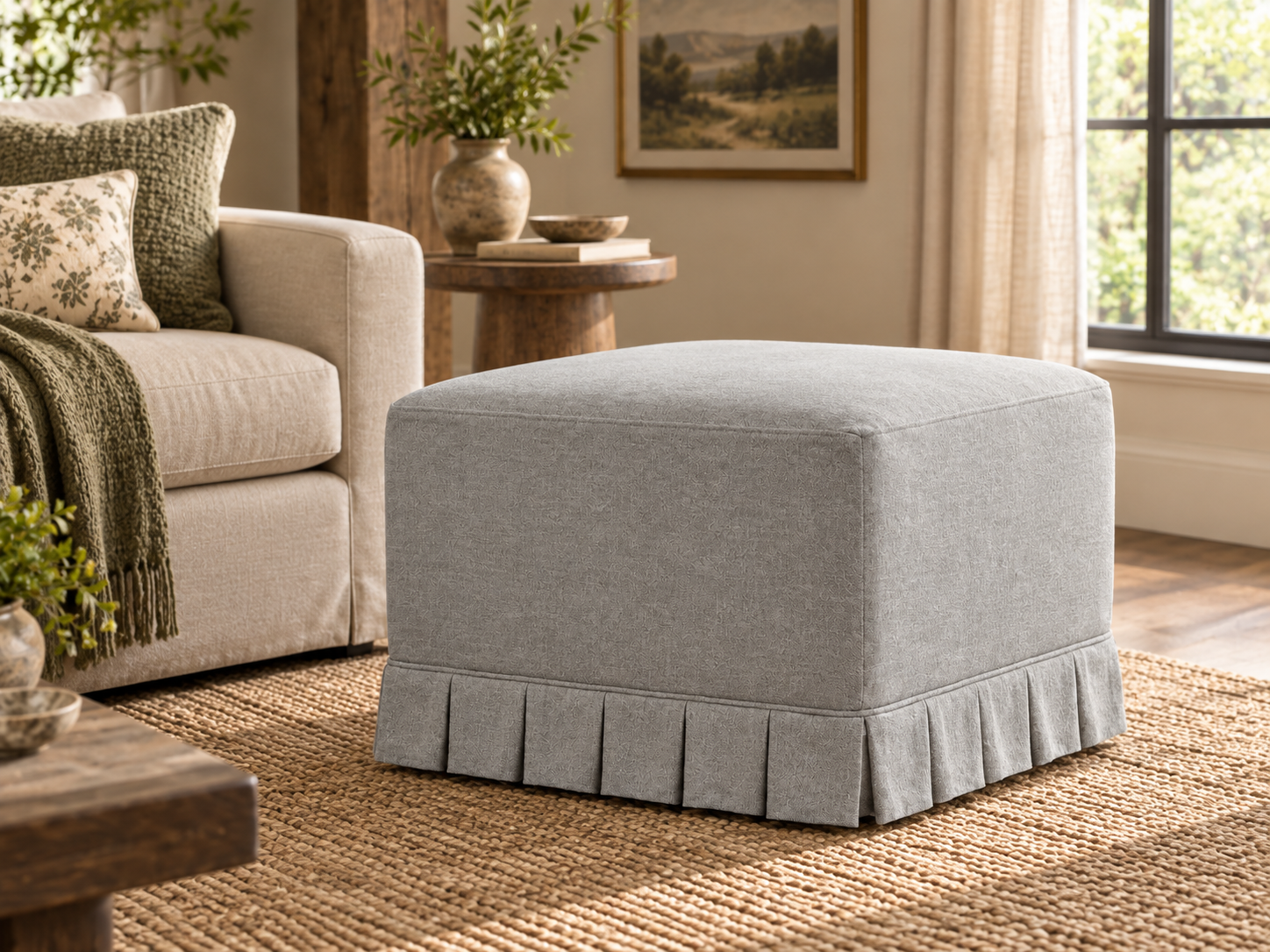 Clover Skirted Ottoman - Image 3