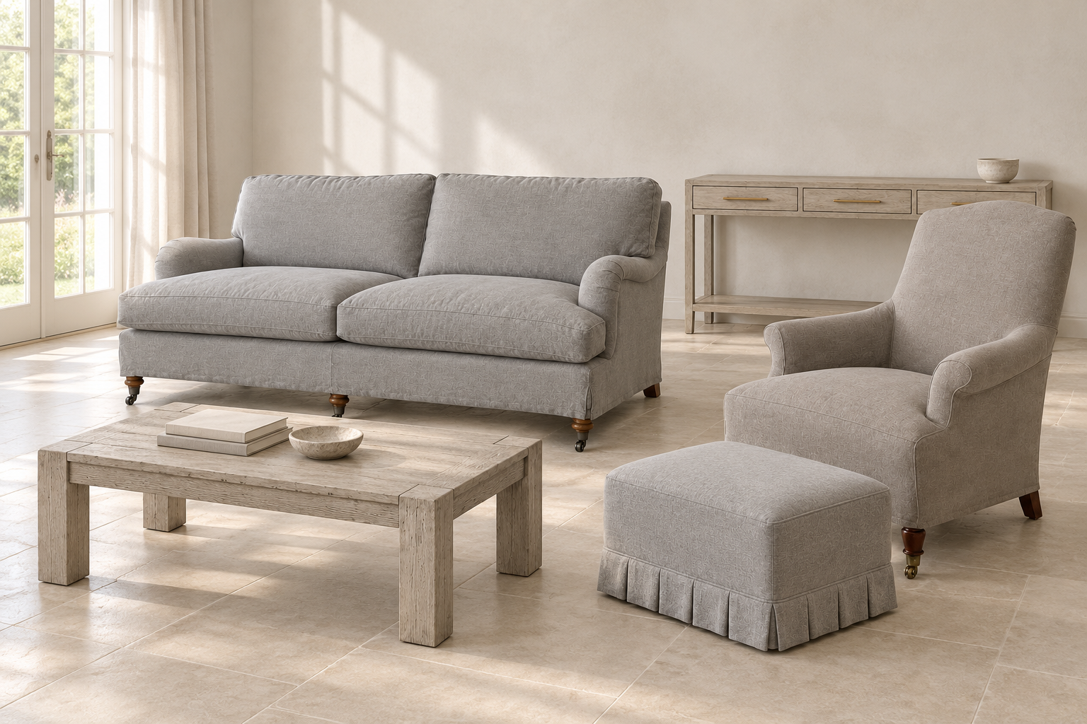 Clover Skirted Ottoman - Image 4