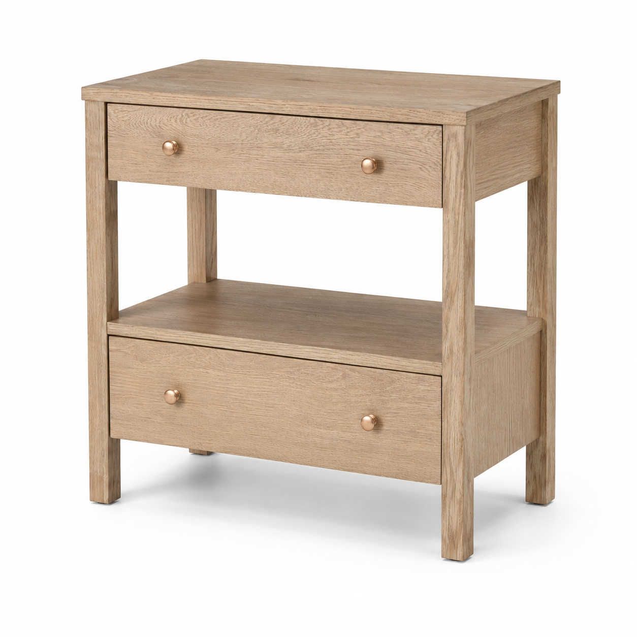 Ashcombe 71cm White Oak Bedside Table