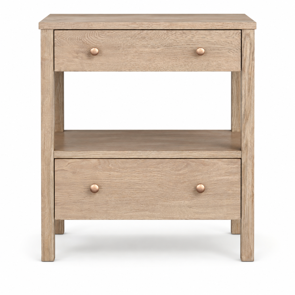 Ashcombe 71cm White Oak Bedside Table - Image 2